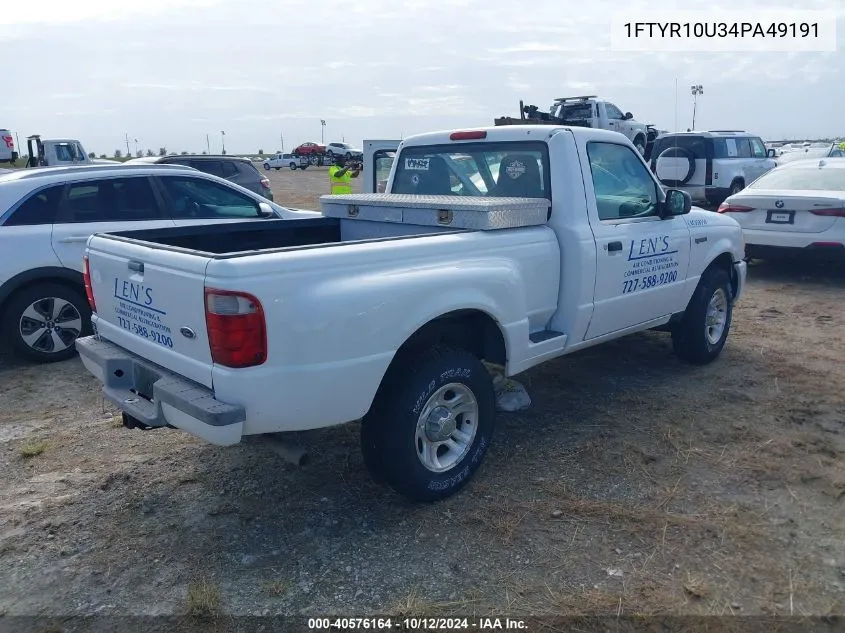 2004 Ford Ranger VIN: 1FTYR10U34PA49191 Lot: 40576164