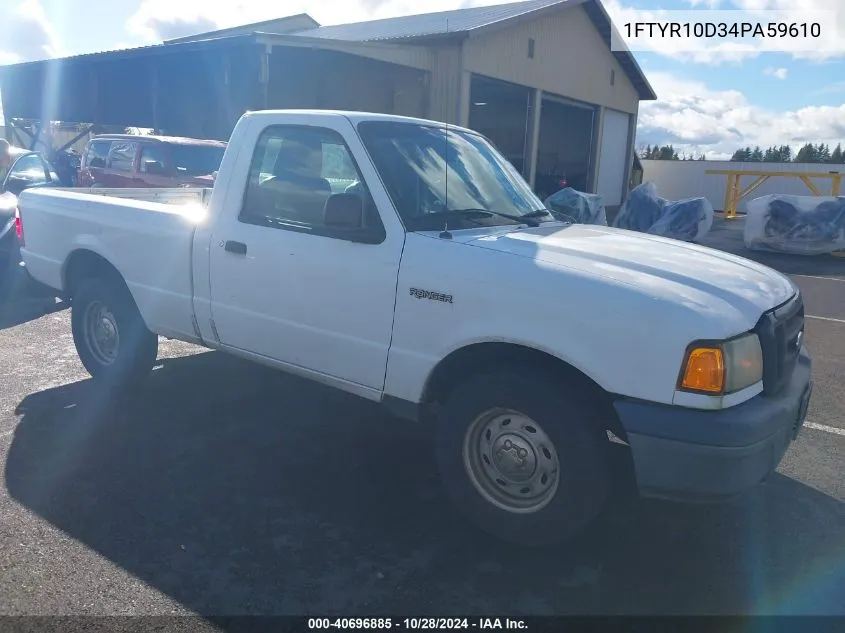 2004 Ford Ranger Xl/Xlt VIN: 1FTYR10D34PA59610 Lot: 40696885