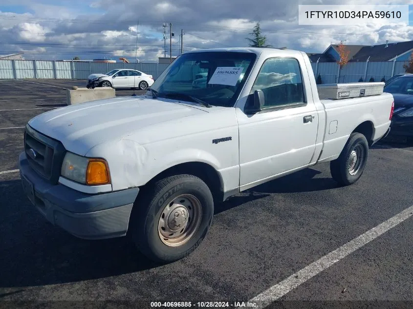 2004 Ford Ranger Xl/Xlt VIN: 1FTYR10D34PA59610 Lot: 40696885