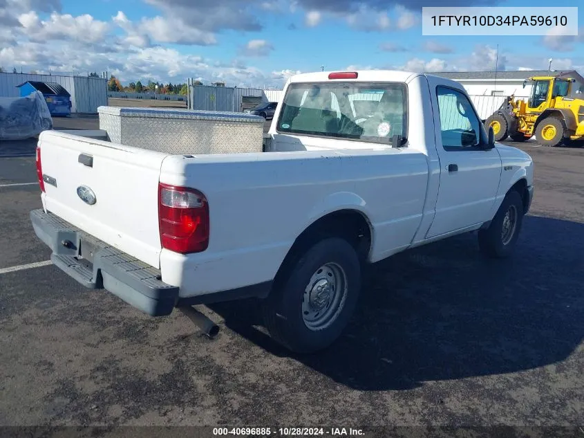 2004 Ford Ranger Xl/Xlt VIN: 1FTYR10D34PA59610 Lot: 40696885