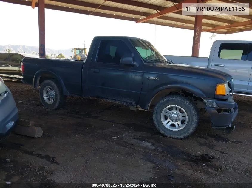 2004 Ford Ranger Edge/Xl/Xlt VIN: 1FTYR10U74PA81156 Lot: 40708325