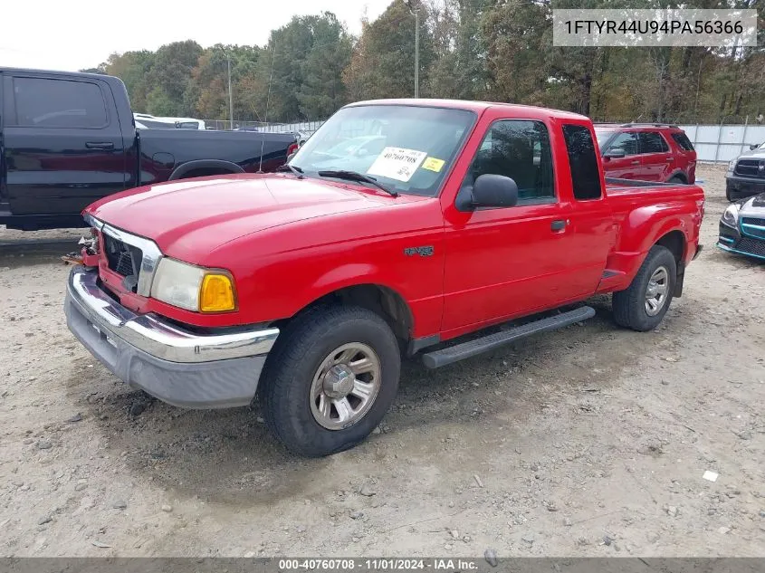 2004 Ford Ranger Edge Deluxe/Tremor Plus/Xlt Appearance VIN: 1FTYR44U94PA56366 Lot: 40760708