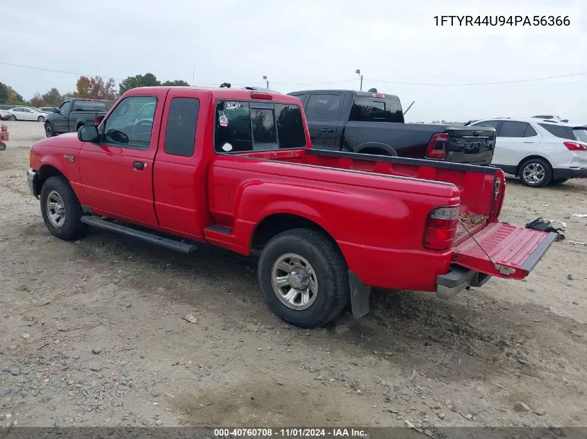 2004 Ford Ranger Edge Deluxe/Tremor Plus/Xlt Appearance VIN: 1FTYR44U94PA56366 Lot: 40760708