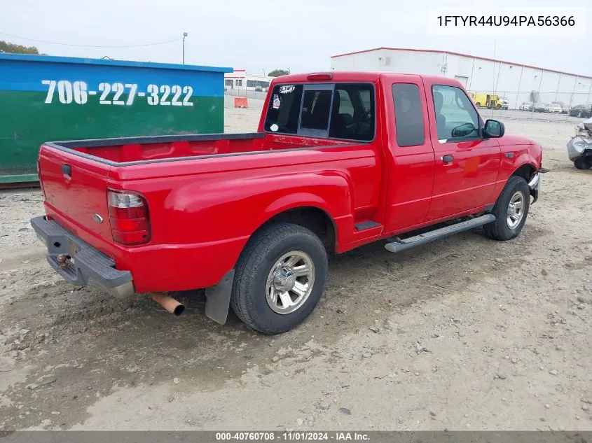 2004 Ford Ranger Edge Deluxe/Tremor Plus/Xlt Appearance VIN: 1FTYR44U94PA56366 Lot: 40760708