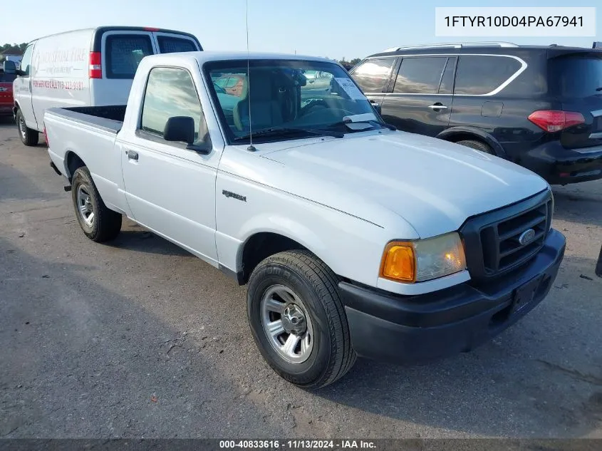 2004 Ford Ranger Xl/Xlt VIN: 1FTYR10D04PA67941 Lot: 40833616