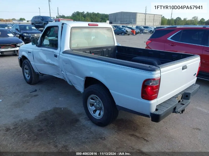 2004 Ford Ranger Xl/Xlt VIN: 1FTYR10D04PA67941 Lot: 40833616