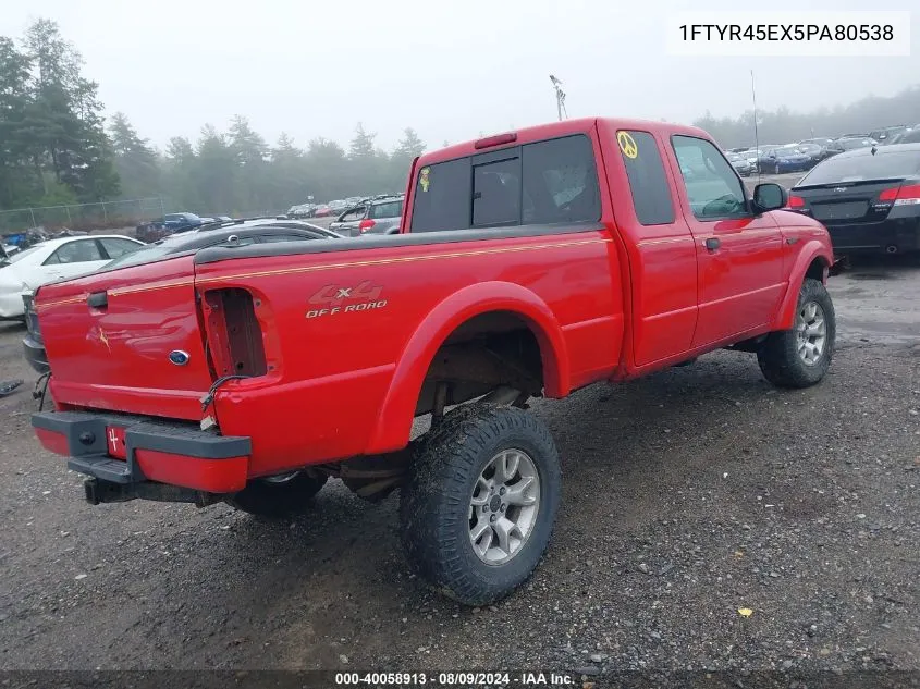 2005 Ford Ranger Edge/Fx4 Level Ii/Fx4 Off-Road/Xlt VIN: 1FTYR45EX5PA80538 Lot: 40058913