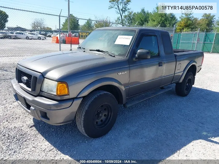 2005 Ford Ranger Edge/Stx/Xl/Xlt VIN: 1FTYR14U85PA00578 Lot: 40549804