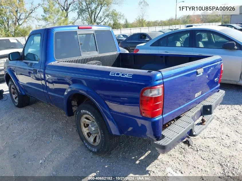 2005 Ford Ranger Edge/Stx/Xl/Xls/Xlt VIN: 1FTYR10U85PA00926 Lot: 40652182