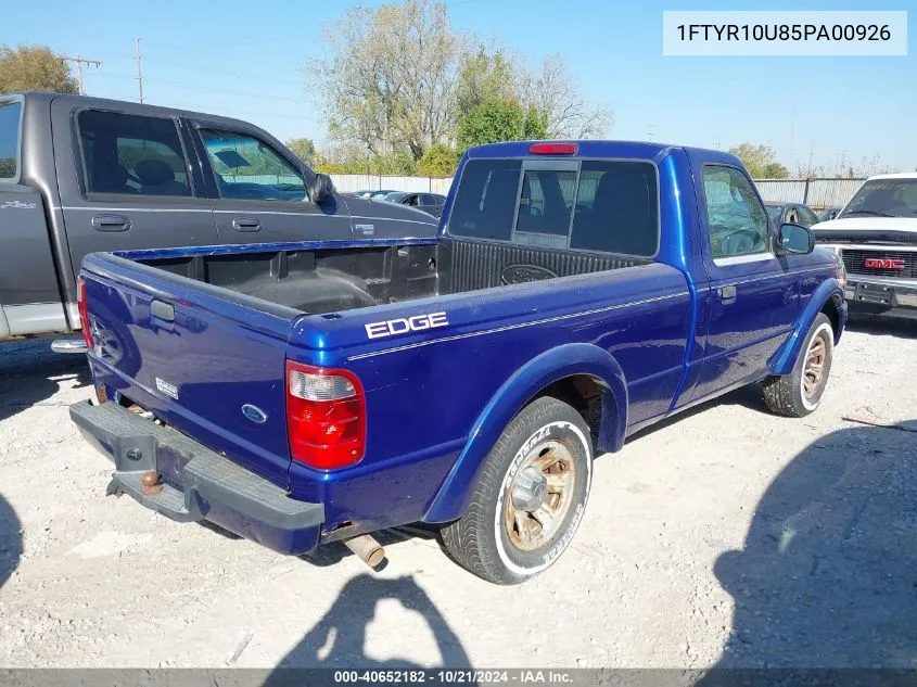 2005 Ford Ranger Edge/Stx/Xl/Xls/Xlt VIN: 1FTYR10U85PA00926 Lot: 40652182