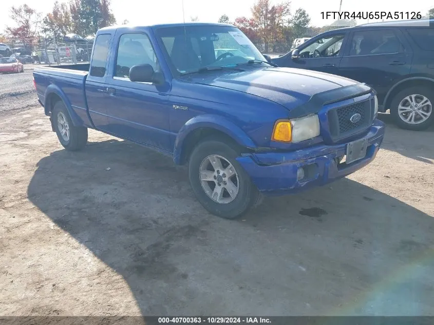 2005 Ford Ranger Edge/Stx/Xlt VIN: 1FTYR44U65PA51126 Lot: 40700363