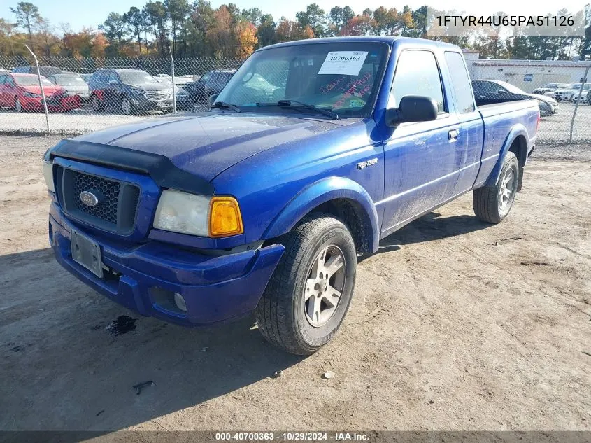 2005 Ford Ranger Edge/Stx/Xlt VIN: 1FTYR44U65PA51126 Lot: 40700363