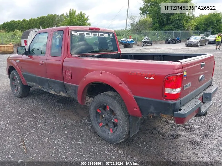 2006 Ford Ranger Fx4 Level Ii/Fx4 Off-Road/Sport/Xlt VIN: 1FTZR45E36PA26522 Lot: 39956561