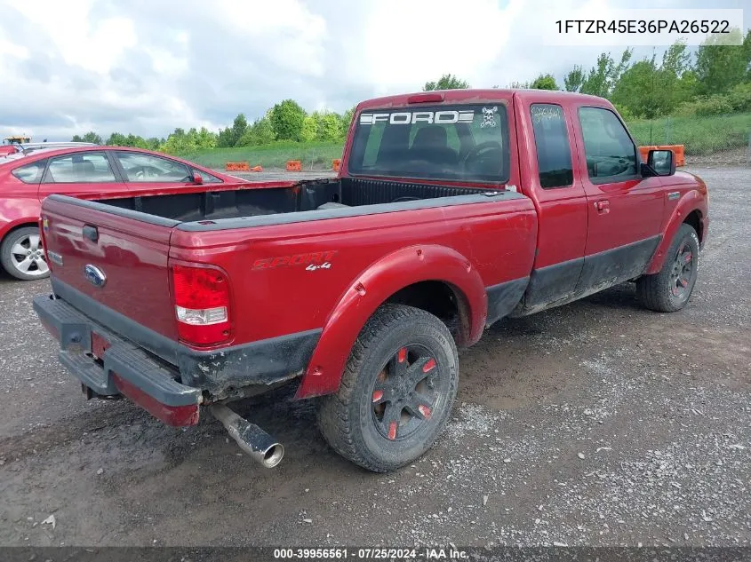 2006 Ford Ranger Fx4 Level Ii/Fx4 Off-Road/Sport/Xlt VIN: 1FTZR45E36PA26522 Lot: 39956561