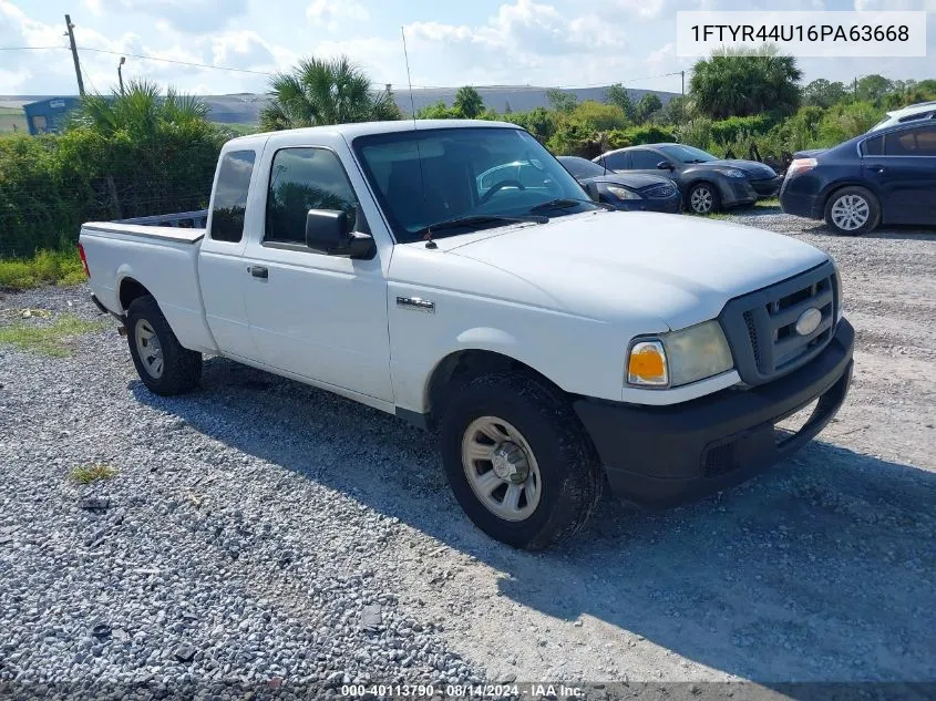 2006 Ford Ranger Sport/Stx/Xlt VIN: 1FTYR44U16PA63668 Lot: 40113790