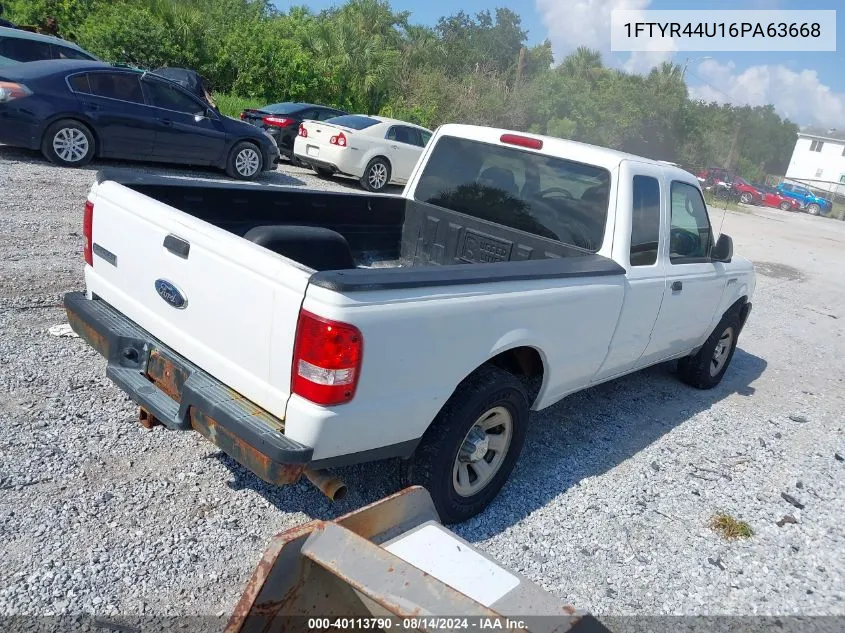 2006 Ford Ranger Sport/Stx/Xlt VIN: 1FTYR44U16PA63668 Lot: 40113790