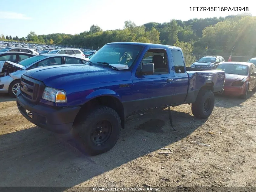 2006 Ford Ranger Fx4 Level Ii/Fx4 Off-Road/Sport/Xlt VIN: 1FTZR45E16PA43948 Lot: 40373212