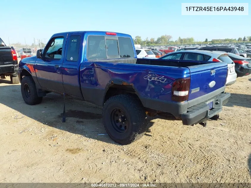 2006 Ford Ranger Fx4 Level Ii/Fx4 Off-Road/Sport/Xlt VIN: 1FTZR45E16PA43948 Lot: 40373212