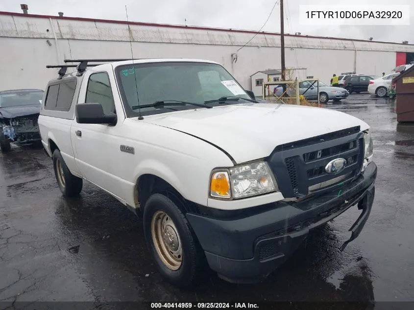 2006 Ford Ranger Xl/Xlt VIN: 1FTYR10D06PA32920 Lot: 40414959