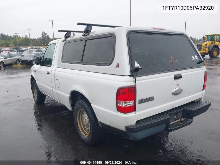 2006 Ford Ranger Xl/Xlt VIN: 1FTYR10D06PA32920 Lot: 40414959