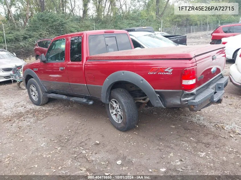 2006 Ford Ranger Super Cab VIN: 1FTZR45E26PA72715 Lot: 40478685