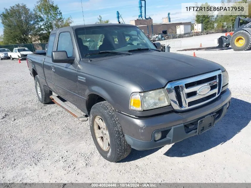 2006 Ford Ranger Fx4 Off-Road/Sport/Xl/Xlt VIN: 1FTZR15E86PA17958 Lot: 40524446