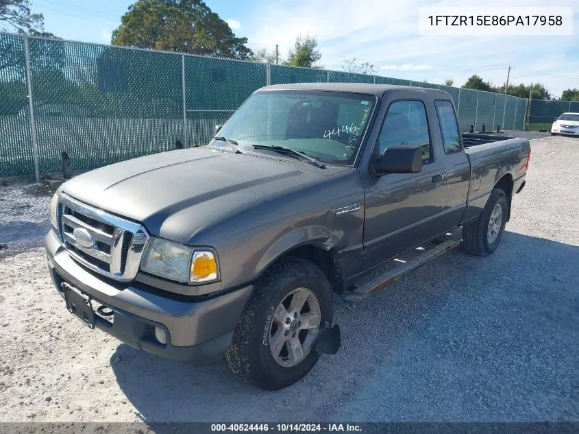 2006 Ford Ranger Fx4 Off-Road/Sport/Xl/Xlt VIN: 1FTZR15E86PA17958 Lot: 40524446