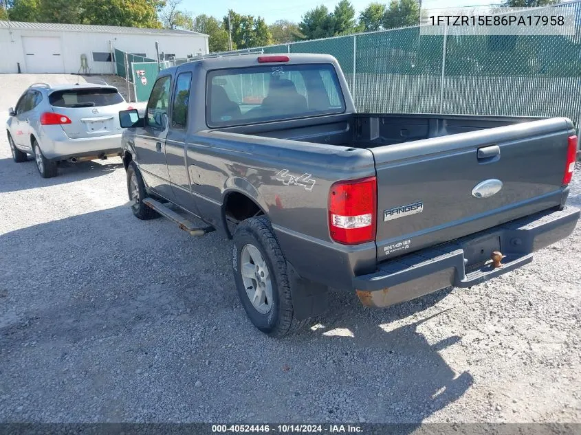 2006 Ford Ranger Fx4 Off-Road/Sport/Xl/Xlt VIN: 1FTZR15E86PA17958 Lot: 40524446