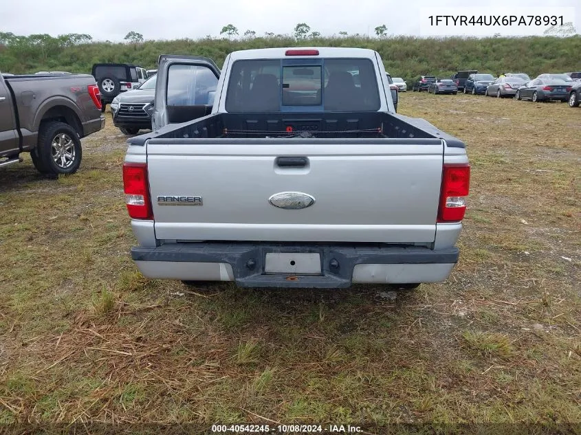 2006 Ford Ranger Super Cab VIN: 1FTYR44UX6PA78931 Lot: 40542245