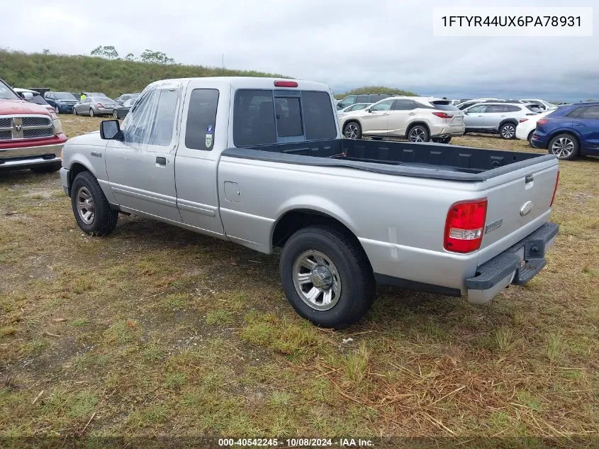 2006 Ford Ranger Super Cab VIN: 1FTYR44UX6PA78931 Lot: 40542245