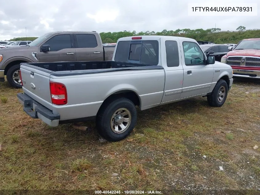 2006 Ford Ranger Super Cab VIN: 1FTYR44UX6PA78931 Lot: 40542245