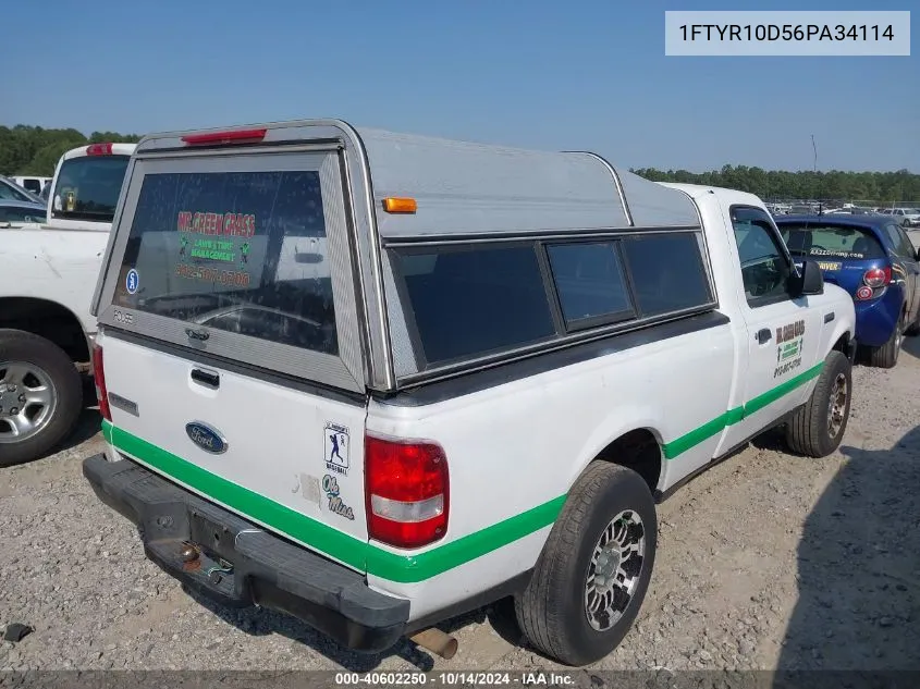 2006 Ford Ranger Xl/Xlt VIN: 1FTYR10D56PA34114 Lot: 40602250