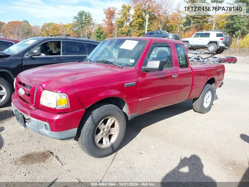 2006 Ford Ranger Super Cab VIN: 1FTZR45E76PA78140 Lot: 40651964