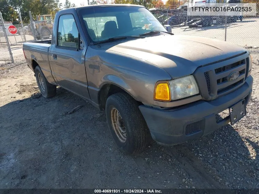 2006 Ford Ranger Xl/Xlt VIN: 1FTYR10D16PA02535 Lot: 40691931