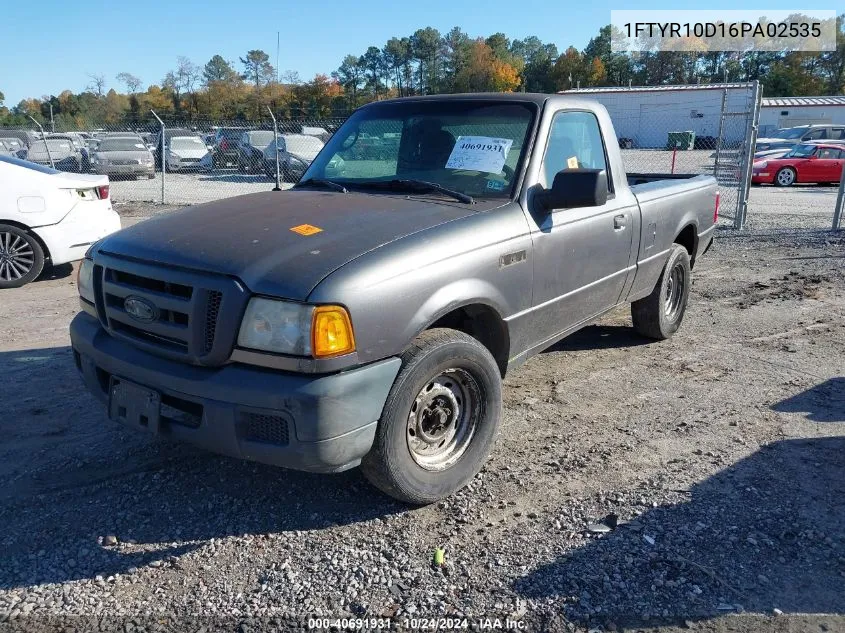 2006 Ford Ranger Xl/Xlt VIN: 1FTYR10D16PA02535 Lot: 40691931