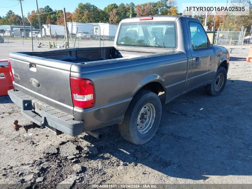 2006 Ford Ranger Xl/Xlt VIN: 1FTYR10D16PA02535 Lot: 40691931