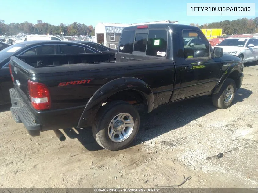 2006 Ford Ranger Sport/Stx/Xl/Xlt VIN: 1FTYR10U36PA80380 Lot: 40724566