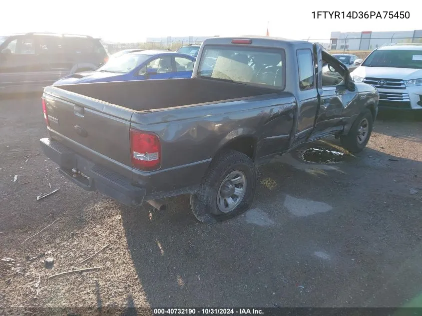 2006 Ford Ranger Xl/Xlt VIN: 1FTYR14D36PA75450 Lot: 40732190