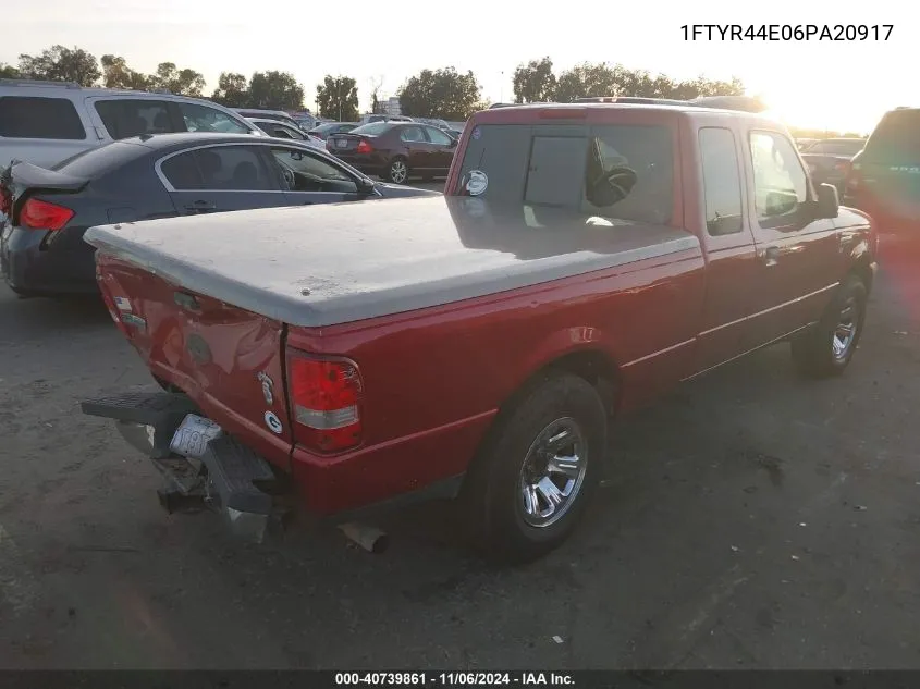 2006 Ford Ranger Sport/Stx/Xlt VIN: 1FTYR44E06PA20917 Lot: 40739861