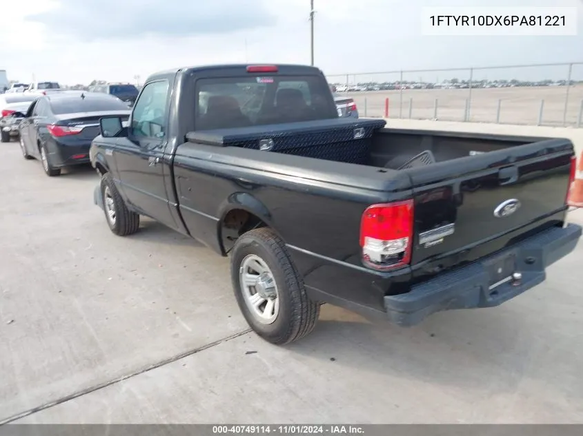 2006 Ford Ranger Xl/Xlt VIN: 1FTYR10DX6PA81221 Lot: 40749114