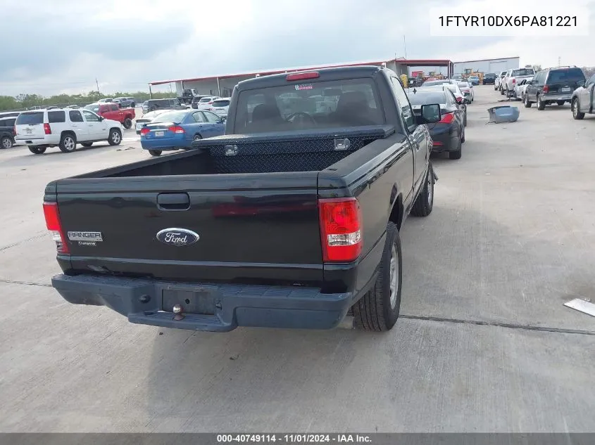 2006 Ford Ranger Xl/Xlt VIN: 1FTYR10DX6PA81221 Lot: 40749114