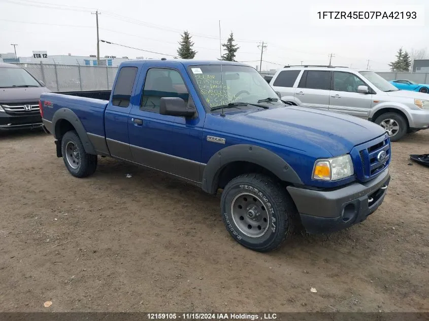 2007 Ford Ranger Super Cab VIN: 1FTZR45E07PA42193 Lot: 12159105