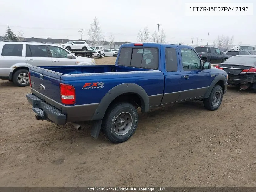 2007 Ford Ranger Super Cab VIN: 1FTZR45E07PA42193 Lot: 12159105