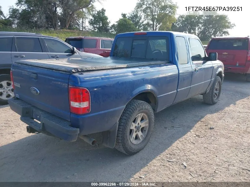 2007 Ford Ranger Fx4 Level Ii/Fx4 Off-Road/Sport/Xlt VIN: 1FTZR45E67PA39251 Lot: 39962266