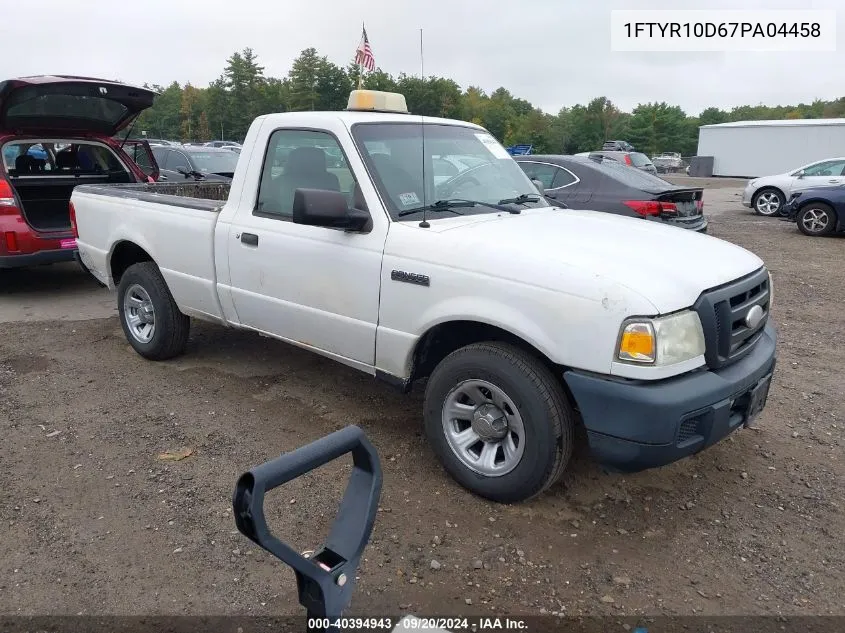 2007 Ford Ranger Stx/Xl/Xlt VIN: 1FTYR10D67PA04458 Lot: 40394943