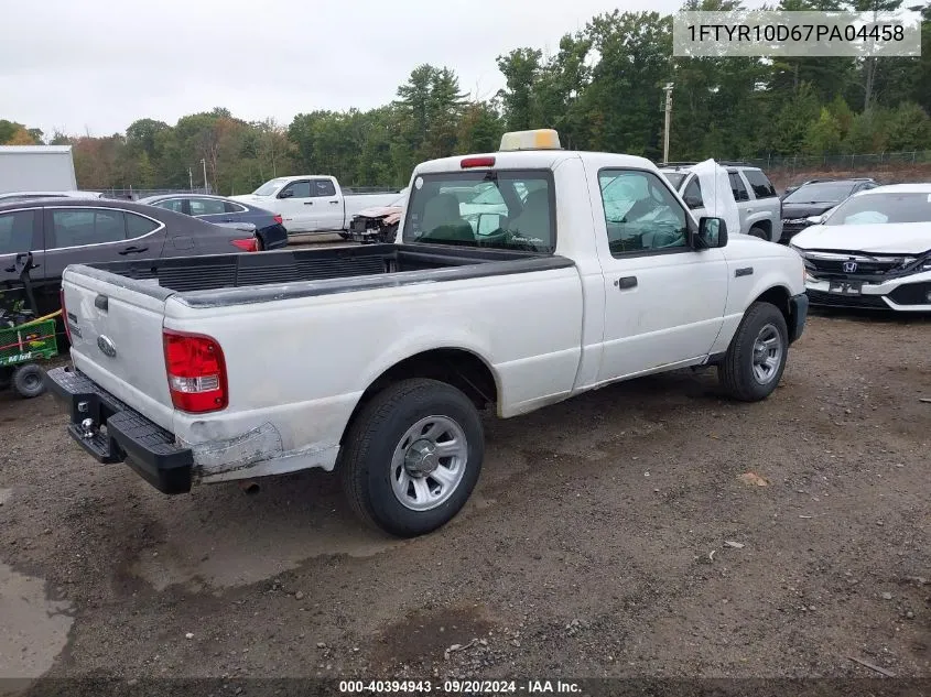 2007 Ford Ranger Stx/Xl/Xlt VIN: 1FTYR10D67PA04458 Lot: 40394943