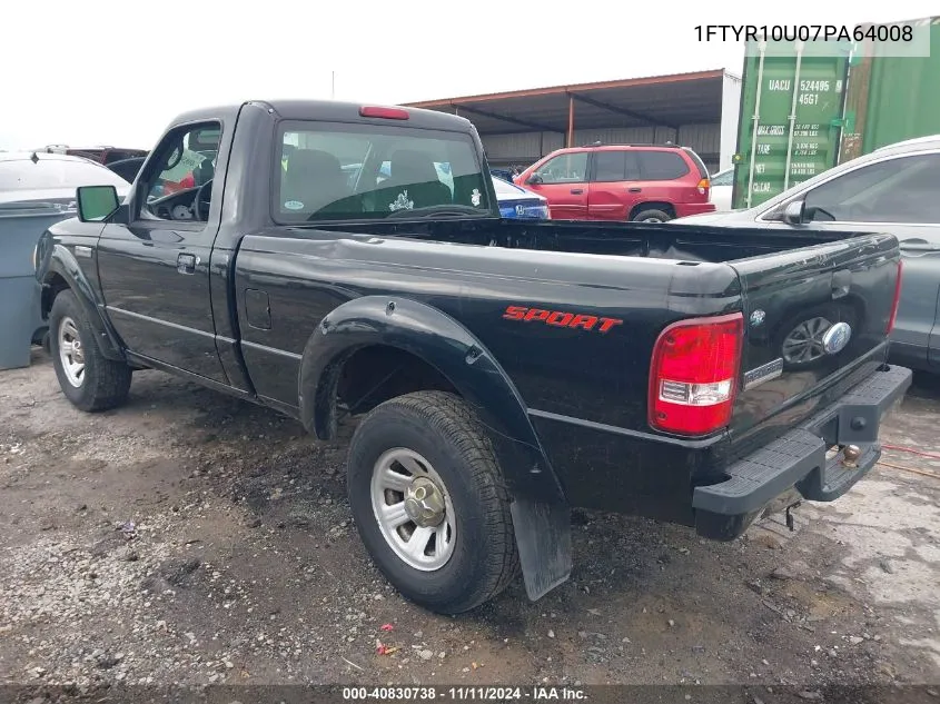 2007 Ford Ranger Sport/Stx/Xl/Xlt VIN: 1FTYR10U07PA64008 Lot: 40830738