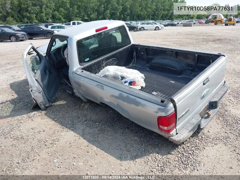 2008 Ford Ranger VIN: 1FTYR10D58PA77631 Lot: 12071503