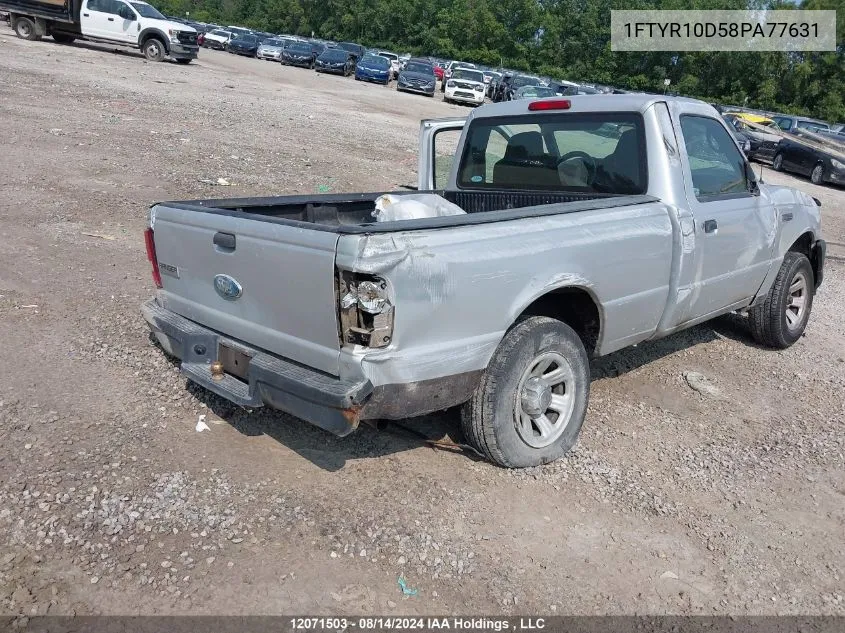 2008 Ford Ranger VIN: 1FTYR10D58PA77631 Lot: 12071503