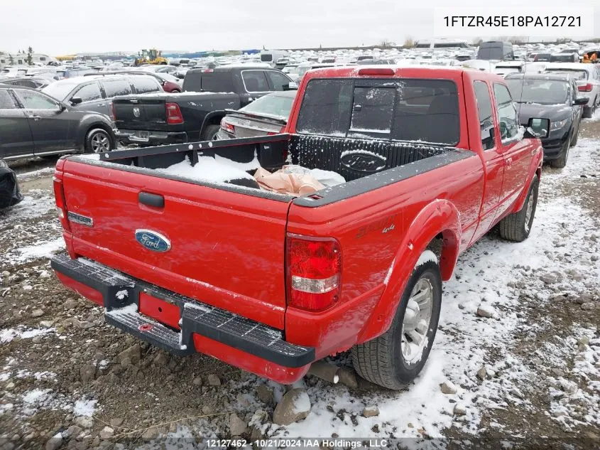 2008 Ford Ranger Super Cab VIN: 1FTZR45E18PA12721 Lot: 12127462